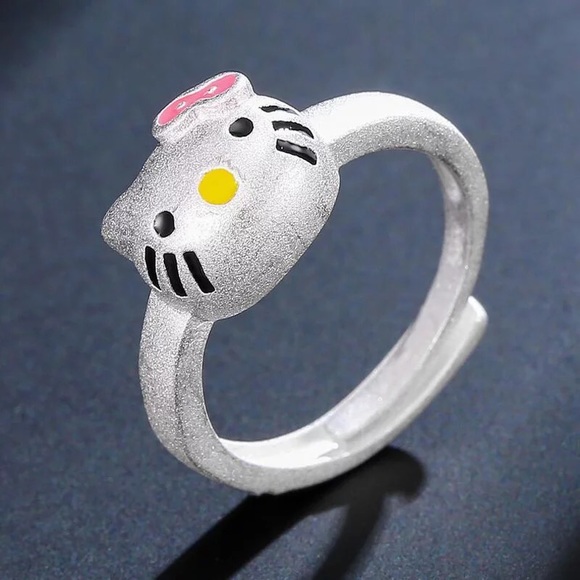 Hello kitty ring adjustable silver womens cute - Picture 2 of 2